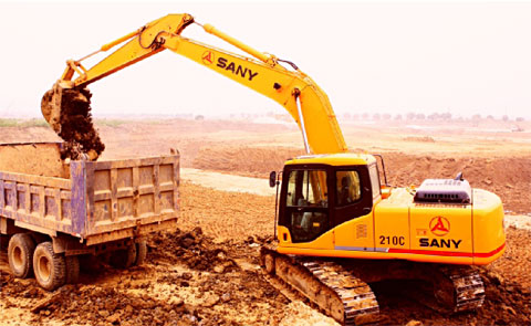 SANY SY210C used in provincial road construction 