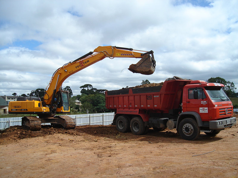 Hydraulic excavator SY215 in construction project.jpg