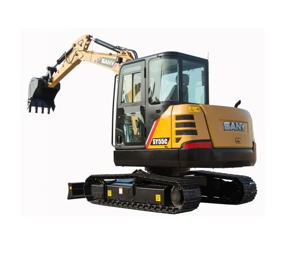 SANY small mechanical digger 5.5 ton SY55C excavator used in the farmland maintaining project