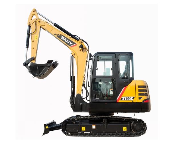 SANY small digger SY55C excavator used in loosening soil of vegetable greenhouse in Canberra, Austra