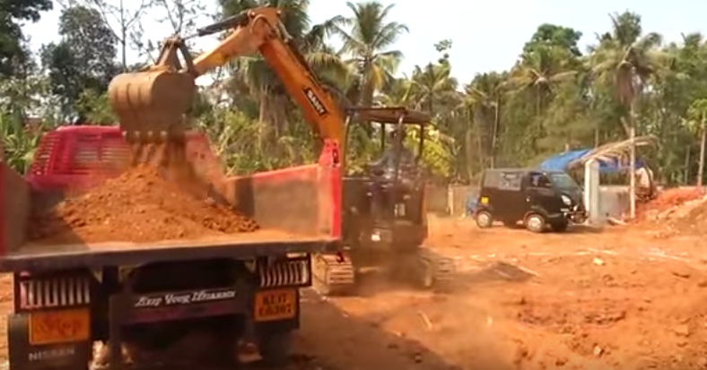 A SANY 3.5 ton mini excavator SY35U used for loading soil in Newcastle, Australia